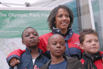 All smiles with Ms Holmes at Olympic "public consultation"