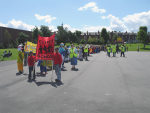 Getting ready for the pavement procession in Balsall Heath Park