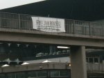 Free John Bowden banner over the A58 in Leeds