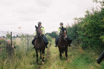 After these 2 horse riders tried to storm us - we waved our arms about to hold