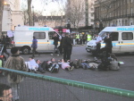 Having a rest outside Downing Street.