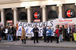 Protestors opposite Greenergy London offices