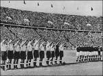 The England team perform a Nazi salute during the German anthem in Berlin '38