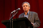 Ilan Pappe giving his lecture in Amsterdam. (Photo: Anja Meulenbelt)