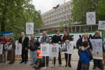 Demonstrators outside the Embassy