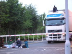 Lock onto security gate and on top of lorry