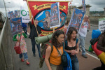 Marchers crossing the Medway