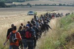 The Green bloc leaves the camp.