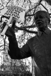 National climate March. Nelson Mandela statue + banner. Parliament Sq. 06.12.08