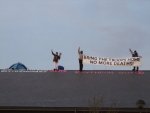 Roof-top protest at Raytheon's Bristol Offices
