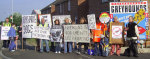 Demo by local Greyhound Action supporters outside Peterborough Stadium