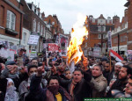 Israeli flag catching fire