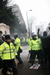 Anti-riot officers is threatening protesters