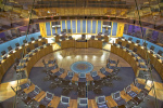 The National Assembly for Wales debating chamber on a busy day
