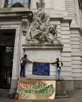 Forest Activists Drape banner at High Commision in London