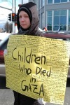 Hundreds of names of dead Gazan children in San José, 25 January 2009