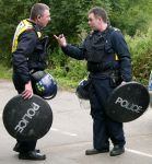 Kent Police in riot gear, near Kingsnorth, 4th August 2008