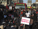 Roads blocked by Tamils and buses abandoned in crowd