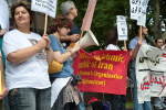 Part of the line of demonstrators