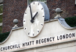 Churchill Hyatt Regency Time Piece Front of Hotel