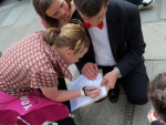 Vince Shalom and Daughters Signing Family Petition To Home Builders Federation