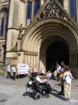 Leafleting outside Manchester Town Hall
