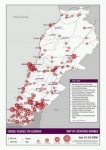 map of locations bombed by Israel during its war on Lebanon, 24-26 July 2006