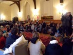 BBC Cameraman filming a meeting in the occupied Combination Room.