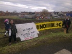 Campaigners outside the nuclear skills building site