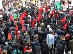 Black Bloc marching alongside everyone...
