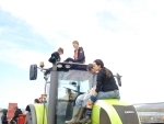 Protestors occupying the tractor