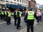 A minor EDL disturbance on the way back, outside The Regal.