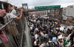 Marchers reach Brooklyn Bridge last weekend, before the mass arrest