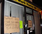 Signs left outside MP Mark Hunter's office