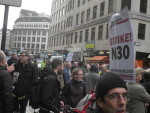 Cannon St demo in street with police cordon