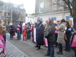 Demonstrators listen to speeches