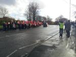 Picketers at Port Sunlight - a village financed by the original company owners