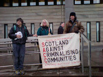 Barbara Dowling (centre) outside the court in Glasgow on 26 January