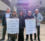 Maya Evans (centre) with supporters outside Hastings Magistrates Court