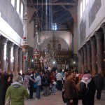 Pilgrims and tourists visiting the Church of the Nativity.