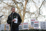 Peter Tatchell speaking at a previous event for Bradley Manning at US Embassy