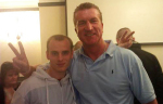 Anthony Craggs (left) posing with EDL leader Kevin Carroll