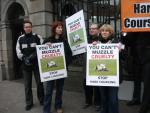 Protest against cruel hare coursing at Irish parliament, The Dail.