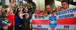 March for England - (left) Nazi saluter (right) same guy + friends with EDL flag