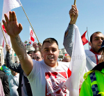 March For England twat gives Nazi salute