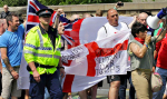 Same EDL flag, alongside skinhead with white T-shirt* (see next photo)
