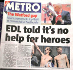 EDL Nazi salute, London 27 May 2013 (front page of the Metro newspaper)