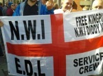 EDL-NWI flag calls for release of "Diddyman" (Shane Calvert)