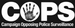 Campaign Opposing Police Surveillance: "COPS" in capital letters
