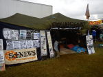 Schnews stall at Boomtown Festival